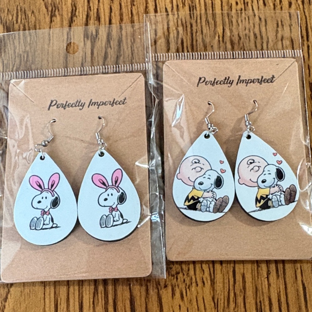 Peanuts Snoopy & Charlie Brown Teardrop Earrings - Easter  sublimation
